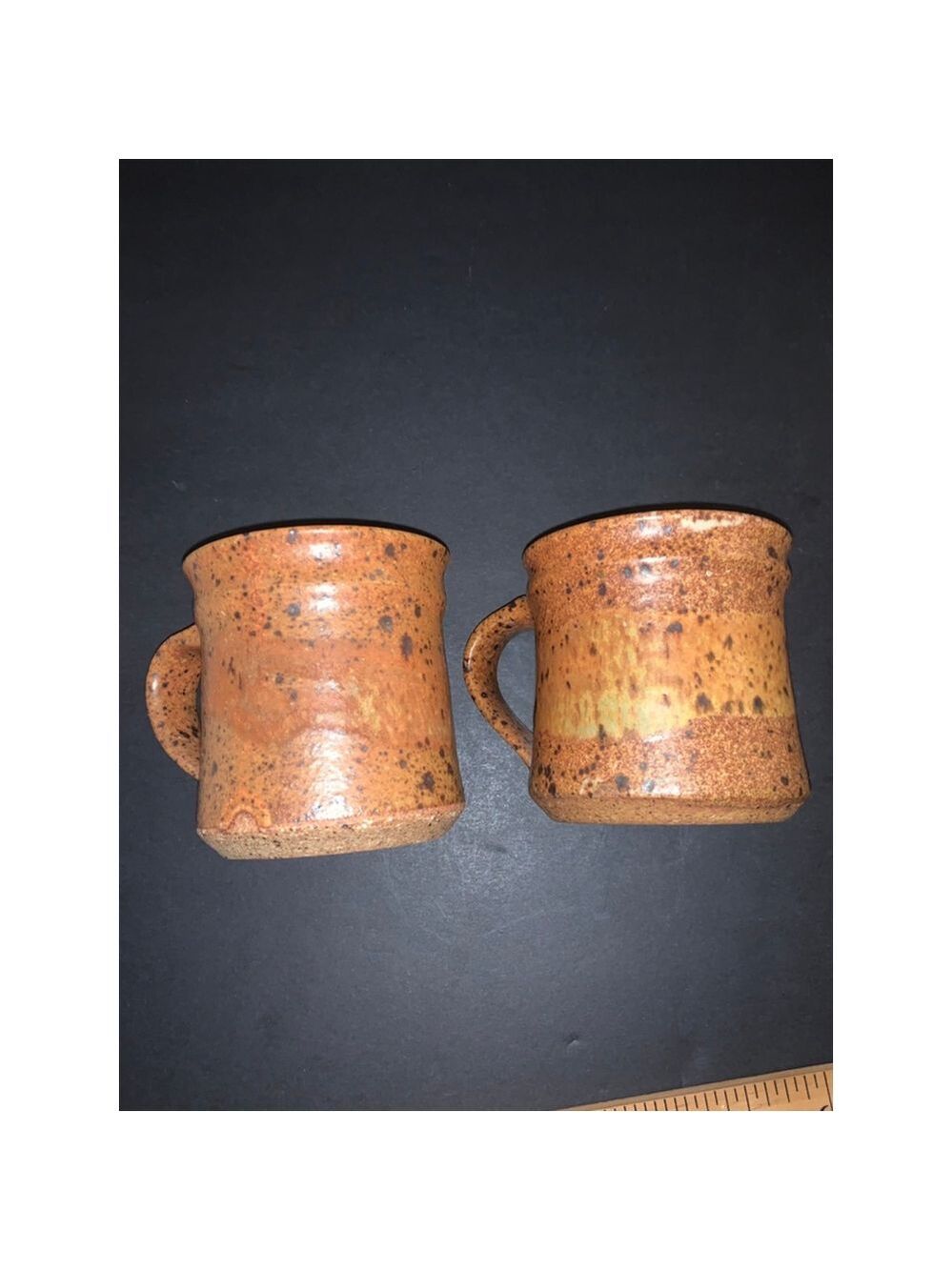 Handmade Mugs One Size Brown Black Speckled Pottery Set of 2